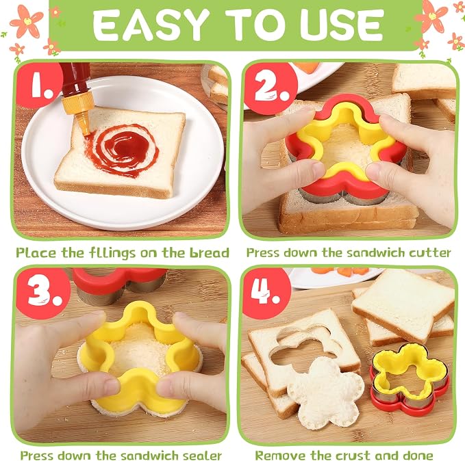 laxizar 18 Pcs Sandwich Cutters Cookie Cutters Uncrustable Bread Maker