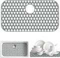 Silicone Kitchen Sink Protectors Mats - 12" 13" 14" 16" 18" 19" 21" 22" 24" 25" 26" 28" 30", Heat Resistant, Machine-wash (30”x16”, Rear Drain)