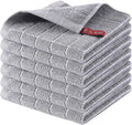Homaxy 100% Cotton Terry Kitchen Dish Cloths, 6 Pack, Light Grey | Ultra Soft and Absorbent, Suitable for Drying and Washing Dishes