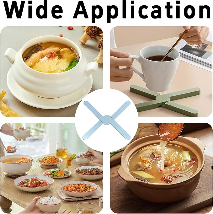 3PCS Foldable Silicone Trivet Set, Expandable Hot Pads for Kitchen, Heat Resistant Pot Holders, Non-Slip Table Protector Mat for Hot Dishes, Pots(Light Purple)