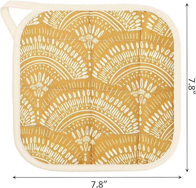 6 Pack Pot Holders 100% Cotton Heat Resistant Potholder, Machine Washable Pot Holder, Hot Pads, Table Pads for Cooking Baking (M)