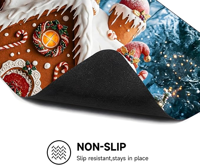 Christmas Stove Top Cover Mat,Gingerbread House, 28.5 x 20.5 In(Christmas House)