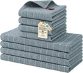 Homaxy Kitchen Towels and Dishcloths Set, Set of 8, Grey | Bulk Cotton Terry Kitchen Towels, Checkered Designed, Soft and Super Absorbent Dish Towels, 12 x 12 and 13 x 28 Inches