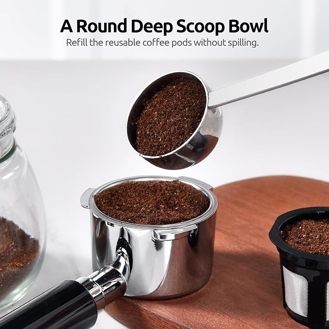U-Taste Coffee Scoop 2 Tablespoon, 4.3in Long Handle Tbsp Measuring Spoon | 18/8 Stainless Steel Tablespoon Scoop, Long Metal Coffee Spoon Scooper, Coffee Meansure Scoop for Ground Coffee Bean Espresso