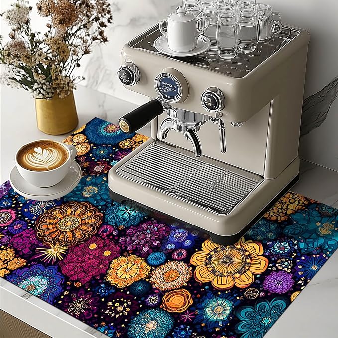 HOMETITUTE Stove Top Cover 28x20 Colorful Mandala Flower Heat Resistant Mat