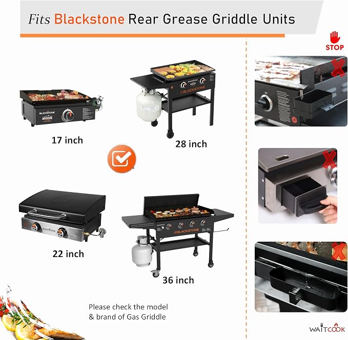 Rear Grease Catcher with 20-Pack Disposable Grease Cup Liners for Blackstone Griddle,for Blackstone Flat Top Grill Rear Grease Cup/Drip Pan Liners Accessoriess
