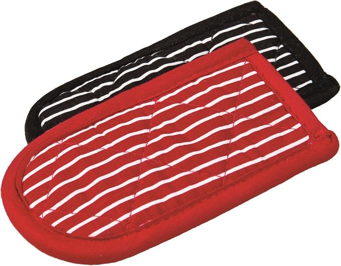 Lodge Striped Hot Handle Holders/Mitts, Set of 2 | Machine Washable Hot Handle Holder for Traditional Lodge Cast Iron, Reusable Heat Protection up to 350°, 2-Pack