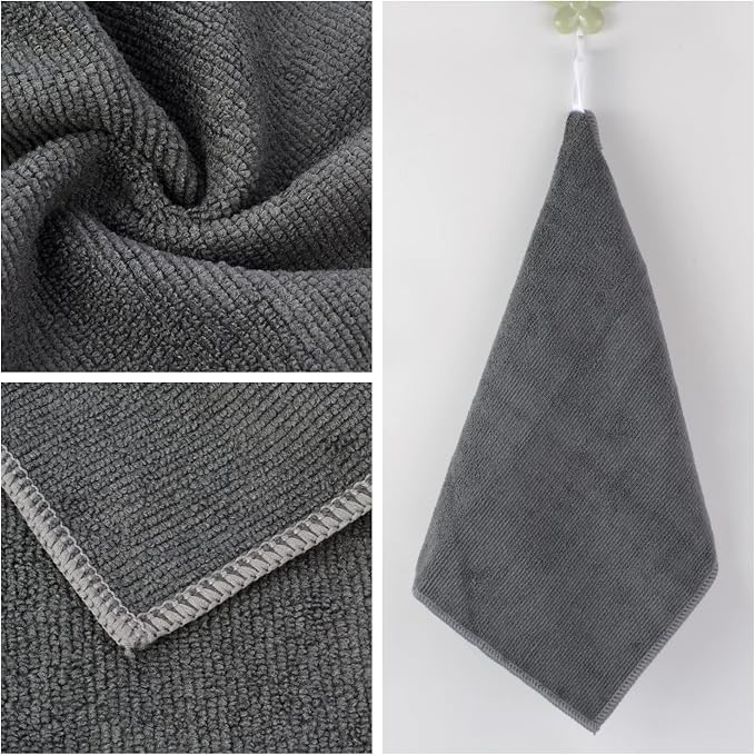 Dish Cloths for Washing Dishes with Scrub Side, Microfiber Dish Rags | Dual-sided microfiber dish cloths with scrubber for stuck-on food, quick dry kitchen washcloths 20 Pack, 8" x 8 Inch Gray