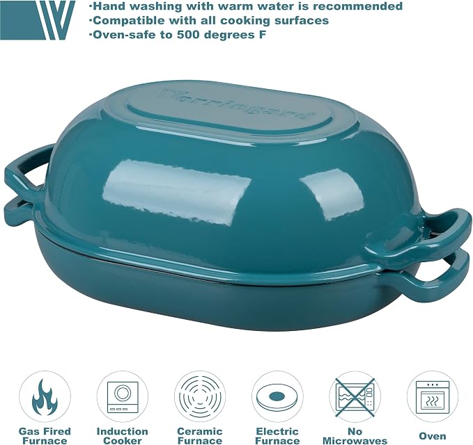 VORRINGARD Enameled Cast Iron Sourdough Bread Oven, Dutch Oven, Loaf Cast Iron Bread Pan for Homemade Bread Baking, Meatloaf Pan with Lid, 7QT, Bluegreen