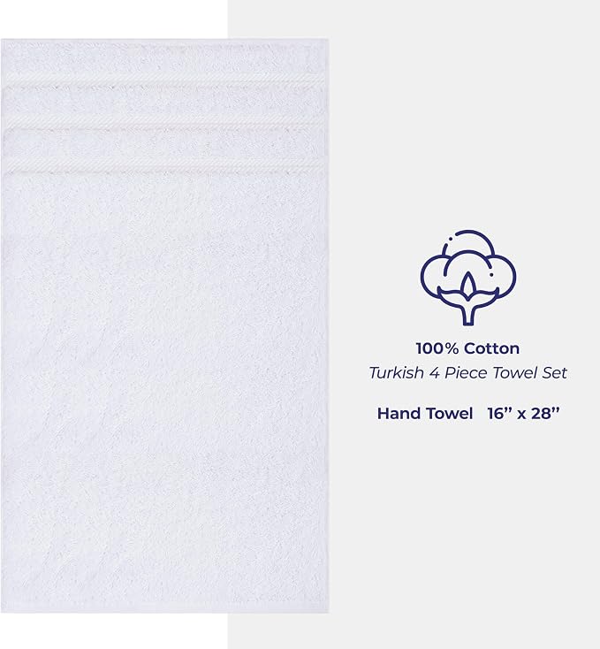 American Soft Linen 100% Cotton Luxury Turkish Towels, 4 PC Hand Towel Set | Soft Absorbent Quick Dry OEKO Tex Standard 100 Certificated Durable Machine Washable Premium Hotel Quality
