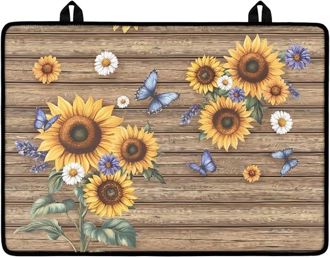 Sunflower Wood Multi-Purpose Stove Top Cover Silicone Thermal Mat for Electric Stove(30"x21") Scratch Resistant Glass Cooktop Protector & Dish Drying Mat