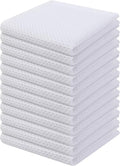 Kitinjoy 100% Cotton Waffle 12-Pack Kitchen Towels, 12" x 12", White | Ultra Absorbent, Super Soft, lightweight, Quick Drying Dish Rags for Washing Dishes