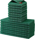 Homaxy Kitchen Towels and Dishcloths Set, Set of 16, Dark Green | Bulk Cotton Terry Kitchen Towels, Checkered Designed, Soft and Super Absorbent Dish Towels, 12 x 12 and 13 x 28 Inches