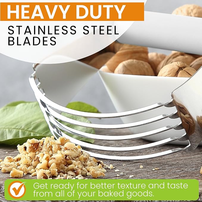 Spring Chef Large Dough Blender For Baking - Durable Pastry Blender - White | Heavy Duty Dough Mixer Hand Tool w/ Stainless Steel Blades, Professional Pastry Cutter Tool for Easy Mixing, Dishwasher Safe
