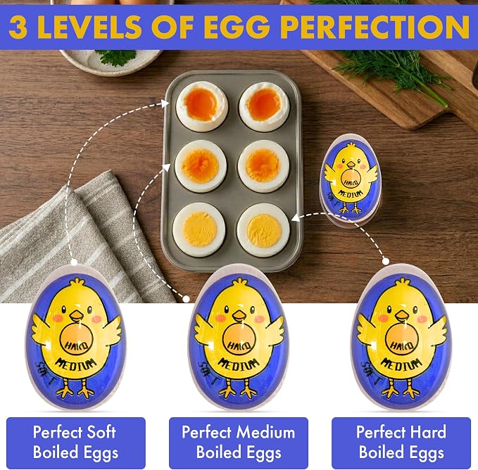 Iconikal 2-Pack Chick Egg Timer Color Changing Soft Medium Hard