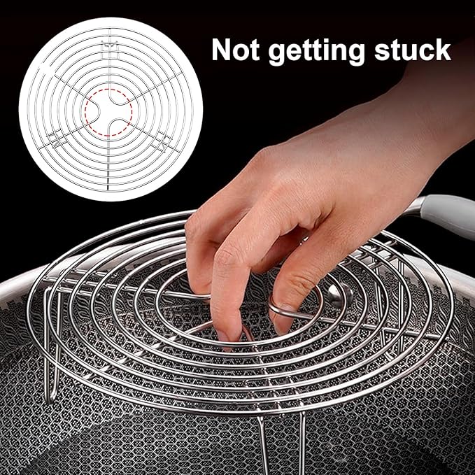 Round Steamer Rack and Cooling Rack,Stainless Steel Pot Trivet, Cooking Rack,Wire Steamer Kettle Rack Holder, Air Fryer Cooking Steamer Rack for Baking Canning Cooking Steaming, 9.5''X2.8''…