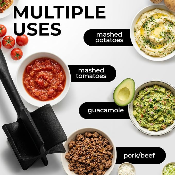 Zulay Kitchen Ground Beef Chopper Tool – 5-Blade Nylon Meat Chopper for Ground Beef, Non-Toxic Food Safe Meat Masher & Breaker, Heat Resistant to 180°C, Dishwasher Safe – Periwinkle