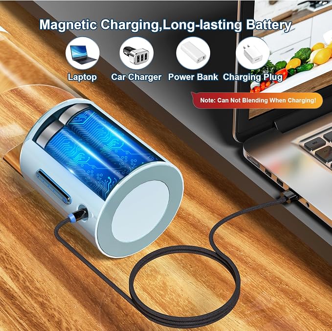 Portable Blender Personal Juicer for Shakes Smoothies with Hidden Handle | 16 Oz Electric Protein Shaker Bottle, USB-C Rechargeable, Mini Small Cordless Blender Cup for Kitchen Travel Gym