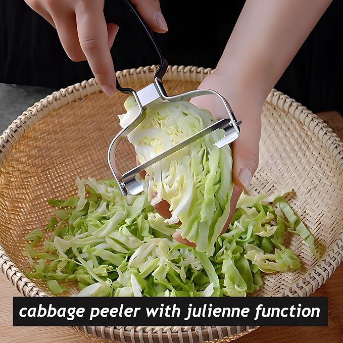 Larger Wide Mouth Kitchen Vegetable Peelers Cabbage Peeler (Serrated Y- Peeler)(Black)