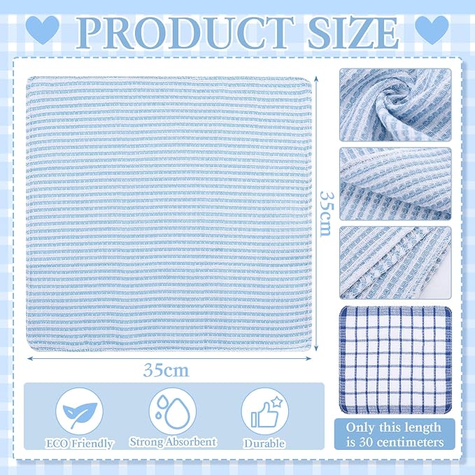 Patelai 12 Kitchen Dish Rags,Blue,13.8'' X 13.8'' | Cotton Dishcloths Washing Dishes, Absorbent Reusable Towels for Scrubbing Countertops Glass, Quick Dry Home Cleaning