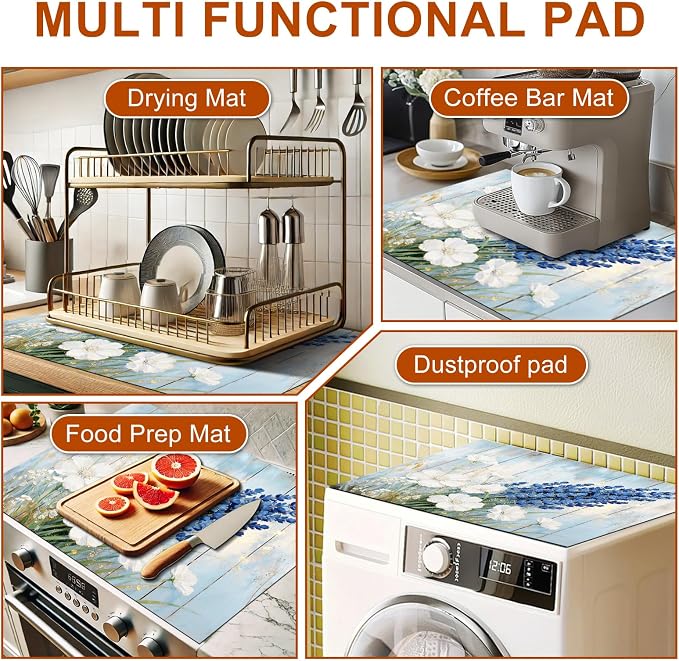 HOMETITUTE Spring Stove Top Cover 28x20 Lavender Floral Heat Resistant Protector