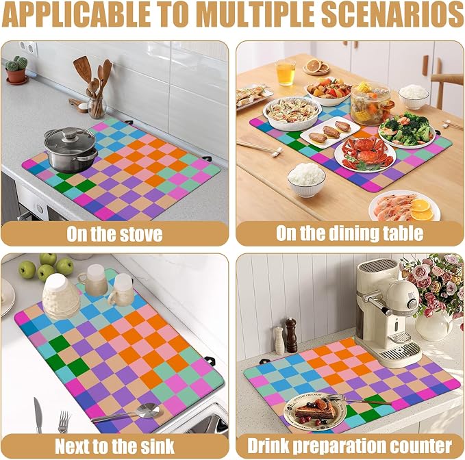 Colorful Checkered Stove Top Covers for Electric Stove, Electric Gas Stove Pad Heat Resistant Range Cooktop Protector for Home Decor Kitchen 28"x20"