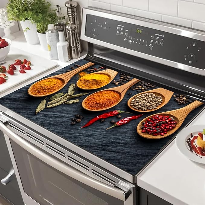 HOMETITUTE Stove Top Cover 28x20 Spice Herb Kitchen Heat Resistant Mat