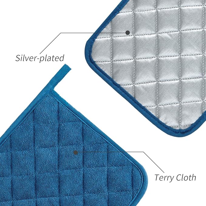 Joyhalo 6 Pack Pot Holders for Kitchen Clearance | Cotton Oven Holder with Great Heat Resistance, Potholders Sets for Kitchen, Countertops, Hot Pots and Pans, Federal Blue
