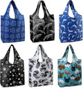 BeeGreen Animal Reusable Shopping Bags Cute Grocery Bag 6 Pack, Christmas Gift Bags Heavy-Duty Foldable Shopping Totes for Supermarket, Work & Travel, Large Washable Polyester Tote Bag with Handles