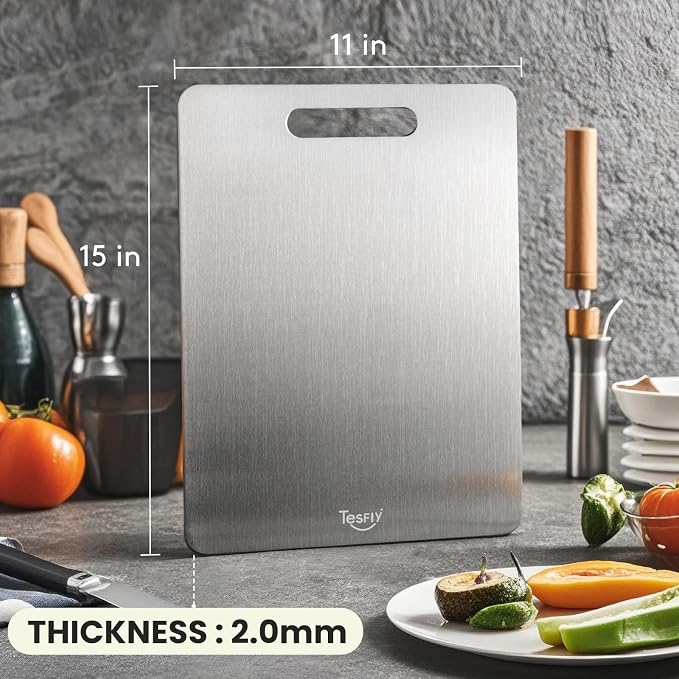 100% Pure Titanium Cutting Boards For Kitche,Easy to clean, Double-sided food-grade Cutting Board For Meats, Fruits And Vegetables,14.41 * 10.18