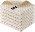 Homaxy 100% Cotton Terry Dish Cloths, 12"x12", 6-Pack, Beige | Ultra Soft Absorbent Dish Towels with Hanging Loop, Pineapple Grid Designed