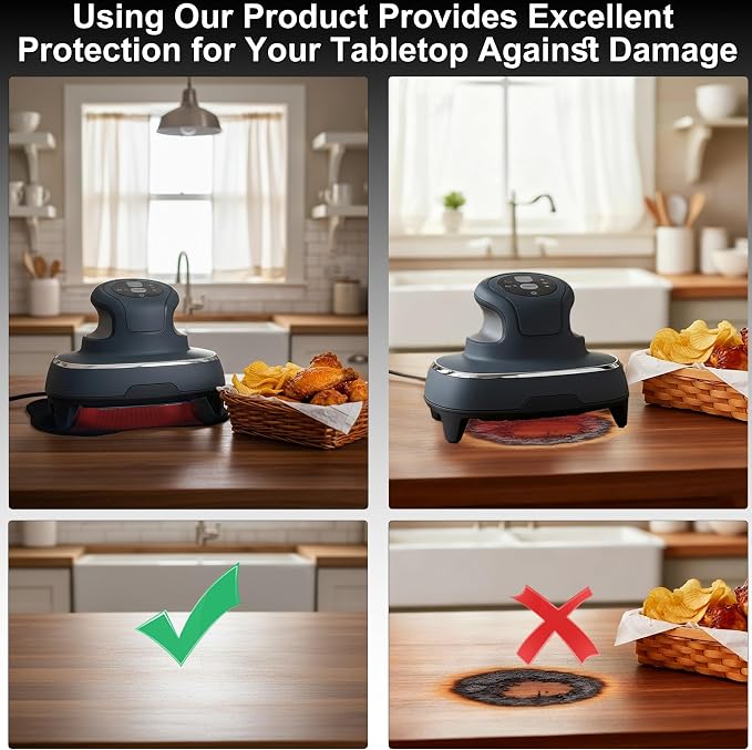 Jalopink Silicone Air Fryer Trivets for Ninja Crispi PowerPod,Heat-Resistant,Non-Slip,Protection for Countertop,Hot Pads for Ninja FN101GY FN101SG FN101ST (Black,2PCS)