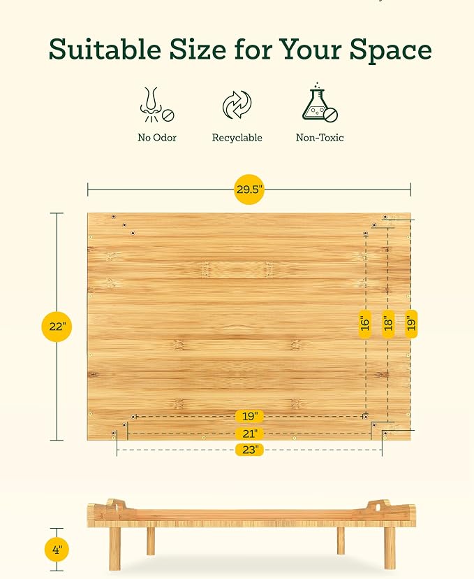 Bamboo Stove Top Cover for Electric Stove & Gas Burners - 29" x 22" Extra Large Noodle Board Stove Cover with Adjustable Legs & Handles - Multi-Use Stove Cover Cutting Board, Sink Cover, RV Accessory