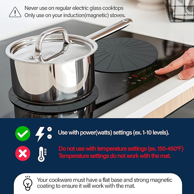 LUPA GLOBAL Induction Cooktop Protector - Induction Cooktop Silicone Stove Top Mat - Anti-Slip Mats to Keep Pots Stable and Protect Surfaces from Scratches (Extra Small - 6.2 Inches)
