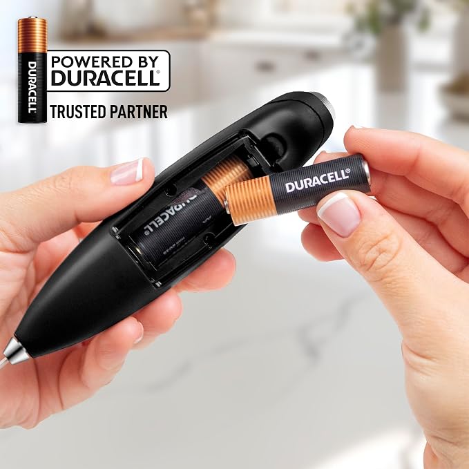 Zulay Kitchen Powerful Milk Frother Wand With Duracell Batteries - Ultra Fast Handheld Drink Mixer - Electric Whisk Foam Maker for Coffee, Lattes, Cappuccino & Matcha - Z1 Motor - Metallic Black