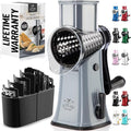 Zulay Kitchen Rotary Cheese Grater 5 Blade Cheese Shredder - Manual Hand Crank Cheese Grater With Reinforced Suction & 5 Interchangeable Drums - Easy to Use, Vegetable Chopper Round Mandoline Slicer