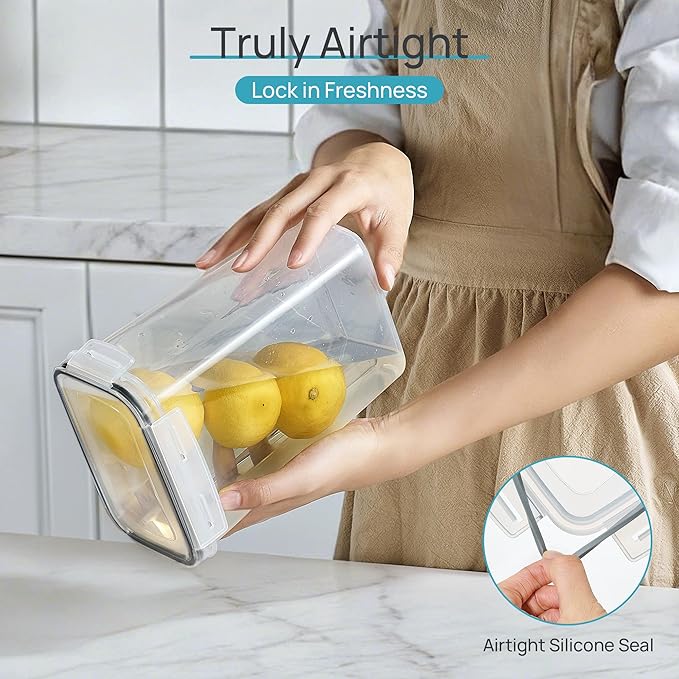 Airtight Food Storage Containers with Lids, Vtopmart 24 pcs Plastic Kitchen and Pantry Organization Canisters for Cereal, Dry Food, Flour and Sugar, BPA Free, Includes 24 Labels，Black | For Cereal Pasta Snack Flour Sugar, BPA Free, Airtight Seal, Multi...