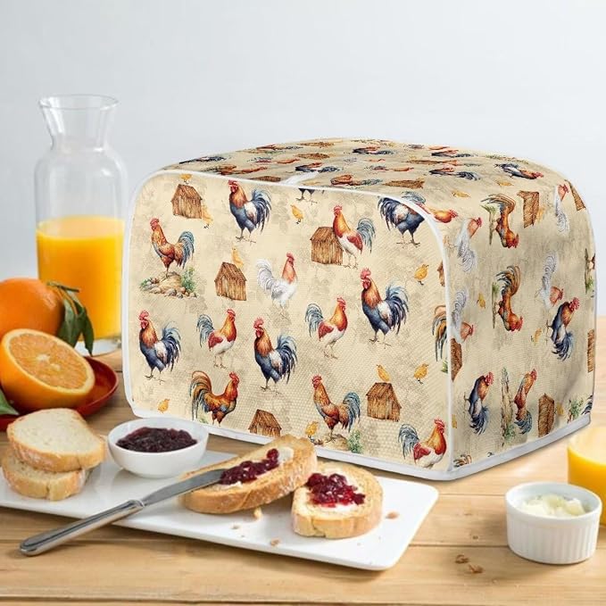 Chicken Pattern Two Slice Toaster Cover, Kitchen Small Appliance Covers Home Table Decoration Microwave Oven Dustproof Cover Keep From Dirty Stain, Yellow