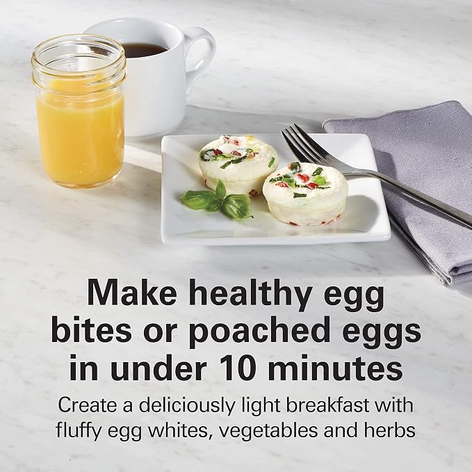 Hamilton Beach Egg Bite Maker & Electric Hard Boiled Egg Cooker | Sous Vide-Style Egg Bite Maker | Egg Poacher | Removable Nonstick Tray | Makes 2 in Under 10 Minutes | Teal | 25511MN