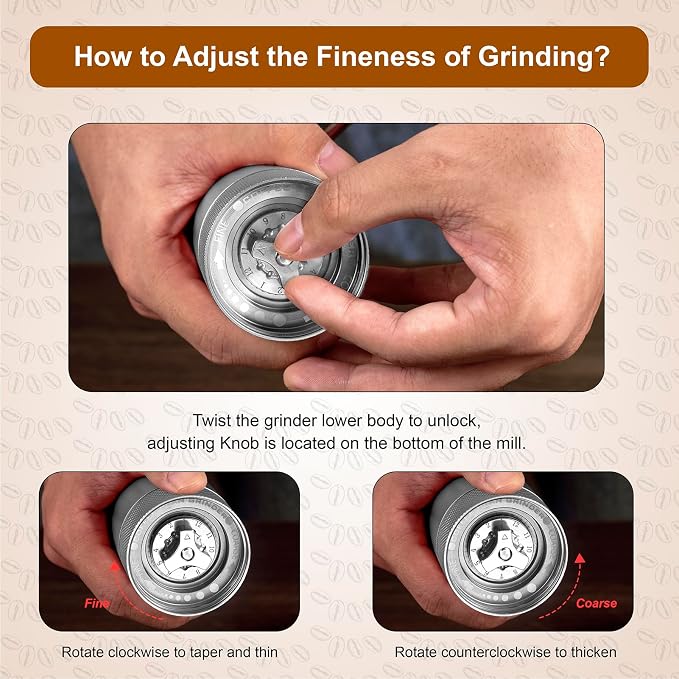 M6 Manual Coffee Grinder for Espresso Pour Over French Press Moka | Conical Burr,24 Adjustable Settings,All-Metal Body,Portable Hand Grinder for Travel,Camping,Home & Office,25g Capacity