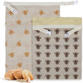 Reusable Beeswax Bread Bags for Homemade Bread & Sourdough, 2-Pack XL Airtight Food Storage Bags, Organic Cotton Linen Covers - Freezer-Friendly Freshness Preservation Keeps Fresh Longer