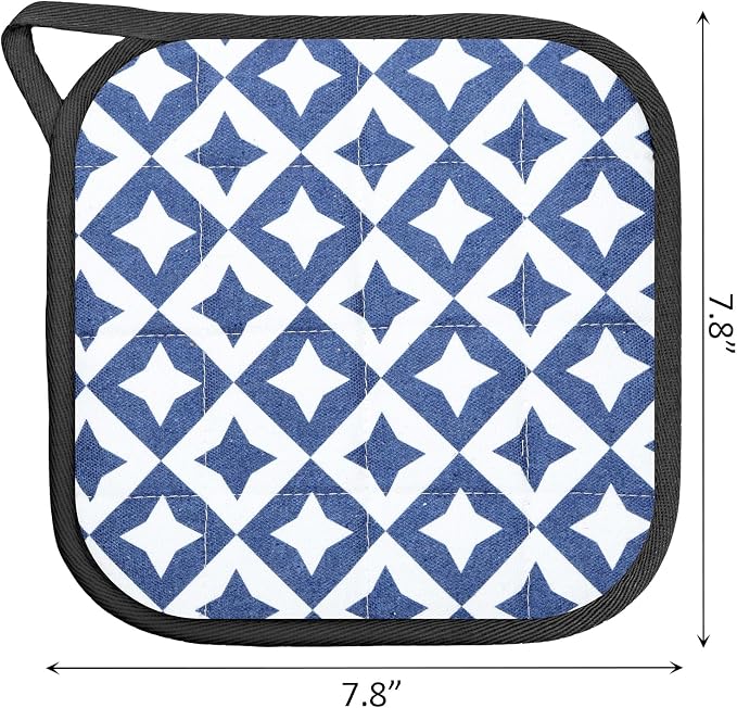 6 Pack Pot Holders 100% Cotton Heat Resistant Potholder, Machine Washable Pot Holder, Hot Pads, Table Pads for Cooking Baking (F)