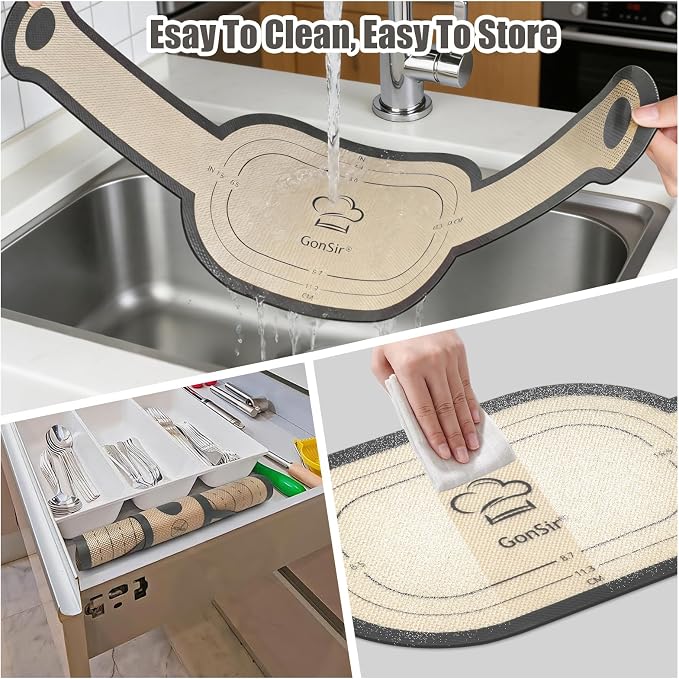 Silicone Bread Sling, Silicone Baking Sling with Longer Handles, Non-Stick & Easy Clean Dutch Oven Baking Mat to Transfer SourDough Easily, Reusable Bread Mat Set (2 Pcs Grey Oval)