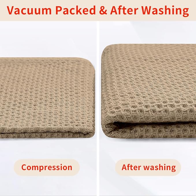 Homaxy 100% Cotton Oversized Waffle Weave Kitchen Towels 6-Pack, Tan | 20 x 28 Inches, Ultra Soft Absorbent Dish Towels, Quick Drying Large Cleaning Towels