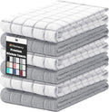 Homaxy Large Premium Cotton Kitchen Towels 16"x 28", 6 Pack, Light Grey | Natural Ring Spun 390 GSM Dish Towels, Super Absorbent Terry Kitchen Hand Towels, Soft Tea Towels with Hanging Loop