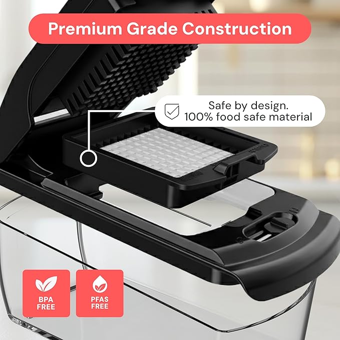 Fullstar Pro Original Vegetable Chopper & Spiralizer, Kitchen Prep Tool | 4 in 1 Veggie Slicer, Onion & Fruit Cutter with Sharp Stainless Steel Blades & Container, All-in-One Food Prep Tool (Black)