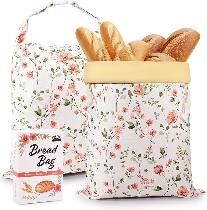 2 Pack Beeswax Bread Bags for Homemade Bread, Sourdough Storage XL 17"x13" | Reusable Bees Wax Bread Bag & Keeper, Natural Canvas with Premium Box for Home Baking, Freezer Storage & Outdoor Use