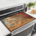 Brown Rust Metal Stove Top Covers for Electric Stove Gold Rusty Cinnamon Copper Bronze Metallic Glass Top Gas Stove Pad Heat Resistant Range Cooktop Mat for Kitchen 28"x20"