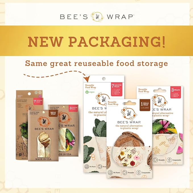 Bee's Wrap Beeswax Produce Bags, 2 Pack - Meadow Magic | Organic Beeswax Wraps - Plastic Free - Reusable Produce Storage - Fruits, Vegetables & Farmers Market - Made in USA