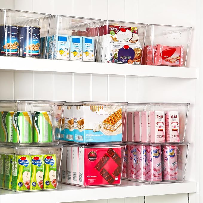 Vtopmart 10 Pack Clear Stackable Storage Bins with Lids, Large | BPA-free Plastic, Organize Vertically, For Pantry Kitchen Fridge Cabinet Closet Bathroom, Built to Last, Easy to Move